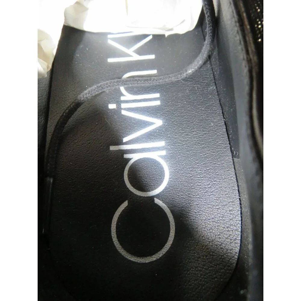 Calvin Klein Black Adeso Lace Up Leather Oxford  rounded toe dress loafers sz 11